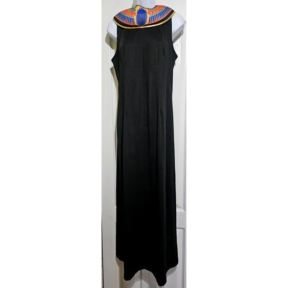 Cleopatra Costume Dress Matte Jersey Maxi Egyptian Collar Halloween Queen Nile L - Picture 1 of 8